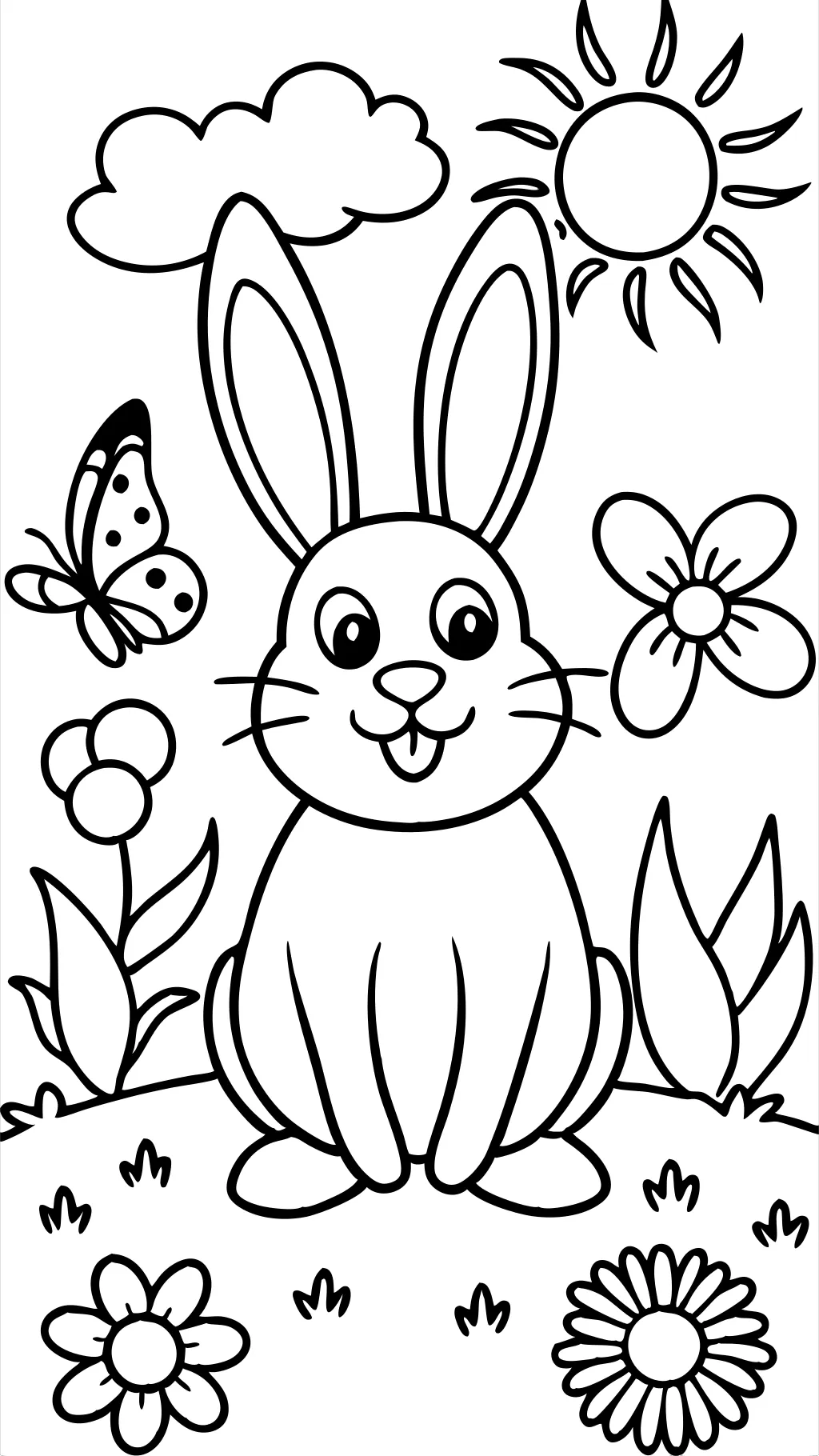 coloriages de lapin ensoleillé